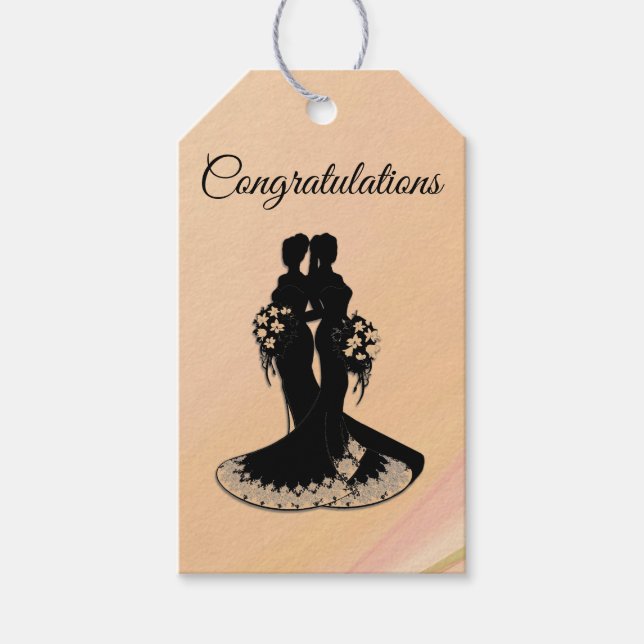 Lesbian Wedding Herzlichen Glückwunsch Geschenkanhänger (Vorderseite)