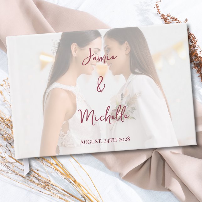 Lesbian Wedding Photo Pride Flag Gradient Gästebuch (Von Creator hochgeladen)
