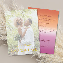 Lesbian Wedding Photo Pride Flag Gradient Gold Folieneinladung