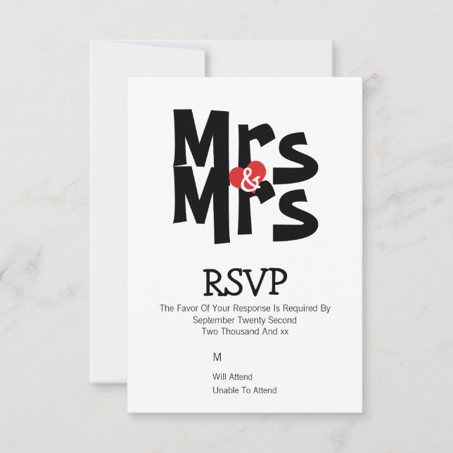 Lesbian Wedding RSVP Bold Mrs. Personalisiert (Vorderseite)