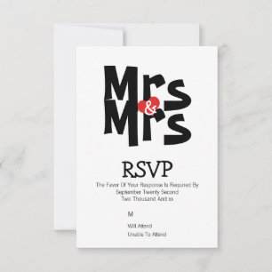 Lesbian Wedding RSVP Bold Mrs. Personalisiert Karte