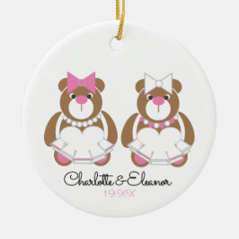 Lesbian Wedding Teddy Bar Brides Keramik Ornament