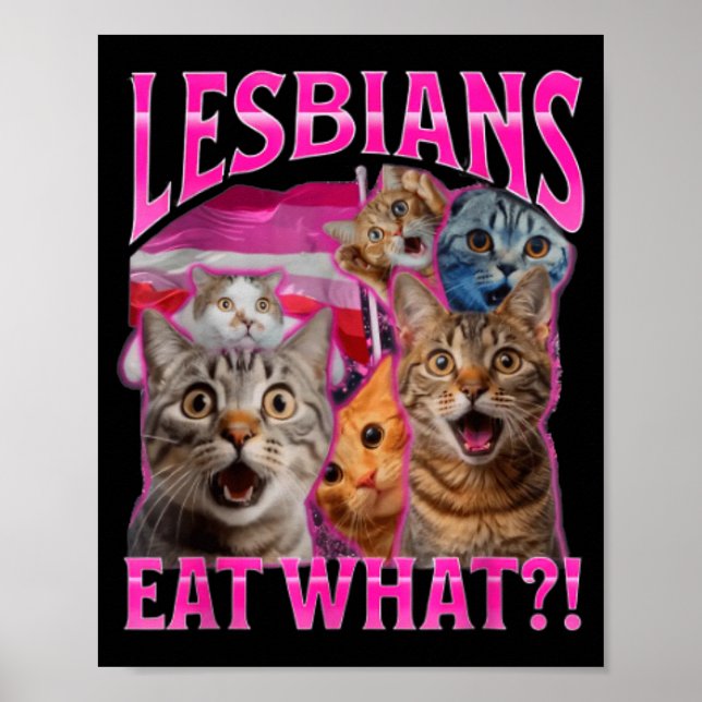 Lesbians Eat What_ Funny Cat Rude Gay Pride Lgbtq  Poster (Vorne)