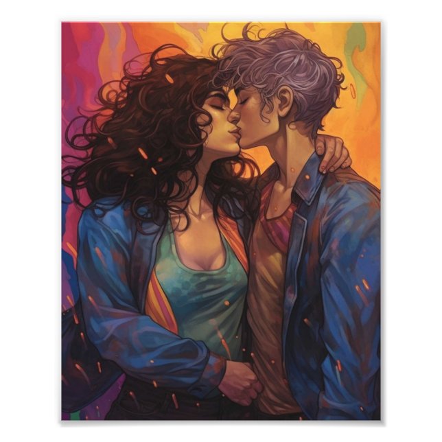 Lesbians in Love Beautiful Women Paar Fotodruck (Vorne)