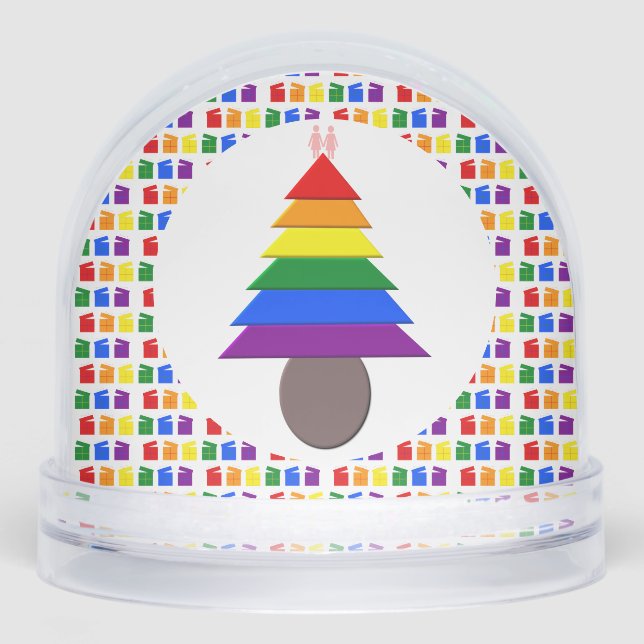 Lesbians Rainbow Christmas Tree and Presents Schneekugeln (Vorderseite)