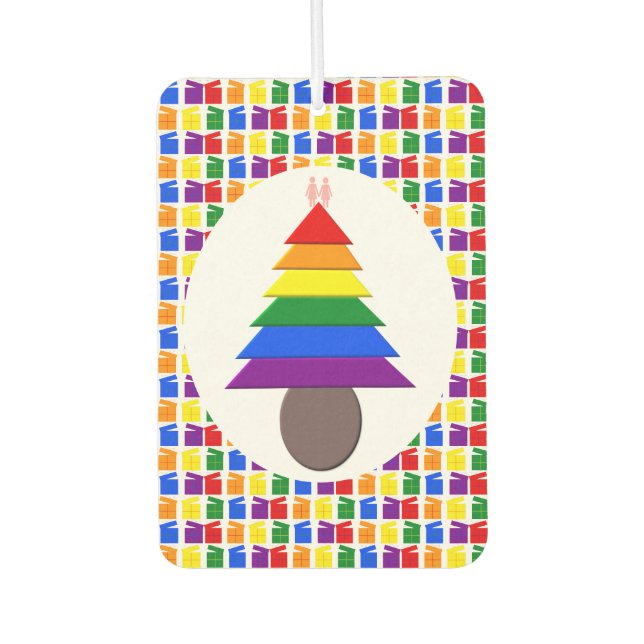 Lesbians Rainbow Weihnachtsbaum und Geschenke Autolufterfrischer (Vorderseite)