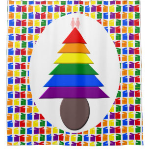 Lesbians Rainbow Weihnachtsbaum und Geschenke Duschvorhang