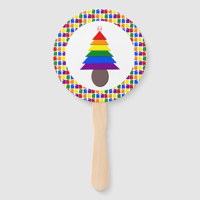 Lesbians Rainbow Weihnachtsbaum und Geschenke Fächer (Vorderseite)