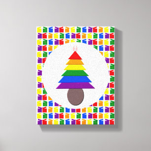 Lesbians Rainbow Weihnachtsbaum und Geschenke Leinwanddruck