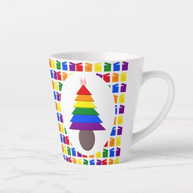 Lesbians Rainbow Weihnachtsbaum und Geschenke Milchtasse (Rechts)