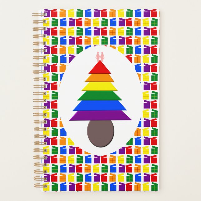 Lesbians Rainbow Weihnachtsbaum und Geschenke Planer (Vorderseite)