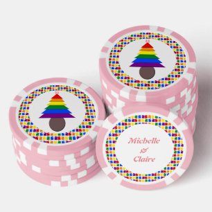 Lesbians Rainbow Weihnachtsbaum und Geschenke Pokerchips