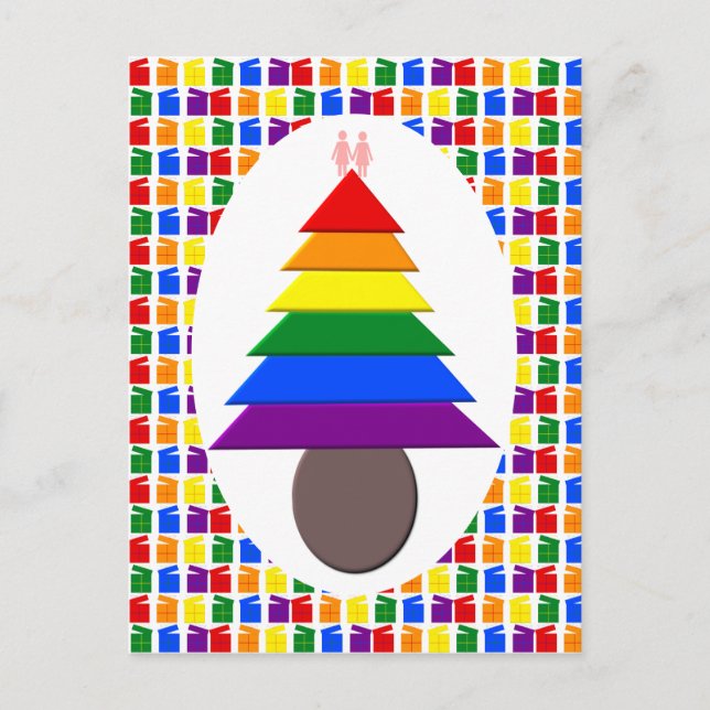 Lesbians Rainbow Weihnachtsbaum und Geschenke Postkarte (Vorderseite)