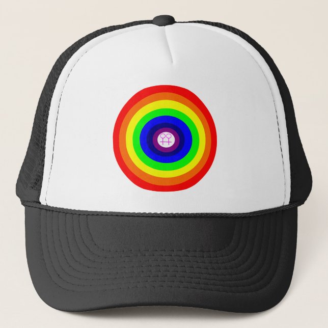 Lesbians Round Rainbow Hat Truckerkappe (Vorderseite)