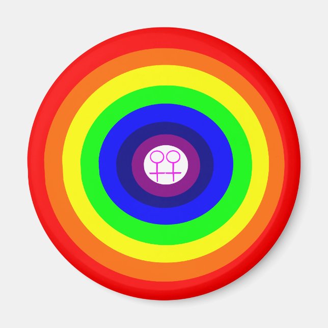 Lesbians Round Rainbow Magnet (Vorne)