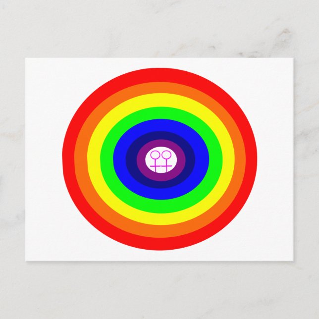 Lesbians Round Rainbow Postcard Postkarte (Vorderseite)