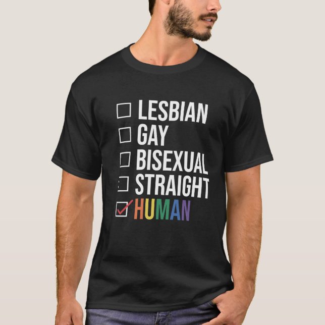 Lesbisch Gay Bisexual Straight Human List, schwarz T-Shirt (Vorderseite)