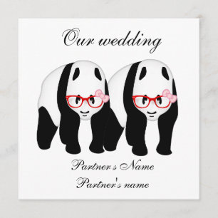 Lesbisch, Pandas Hochzeitseinladung Einladung
