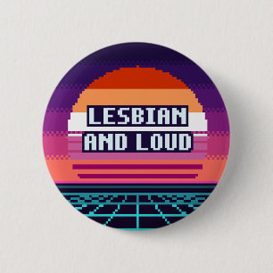 Lesbisch und laut stolz Pixel-Button Button