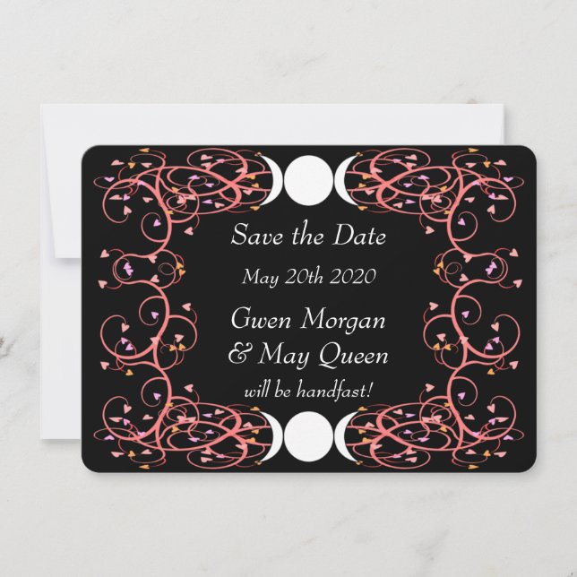 Lesbisch Wiccan Wedding Save the Date Card (Vorderseite)