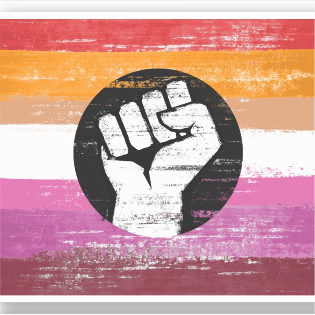 Lesbische bemalte Protestflagge Aufkleber (Vorderseite)