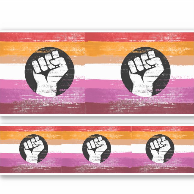 Lesbische bemalte Protestflagge Aufkleber (Vorderseite)