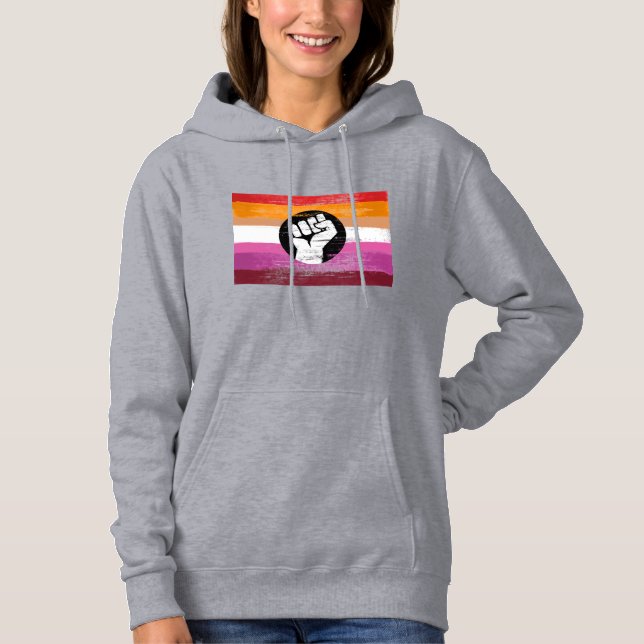 Lesbische bemalte Protestflagge Hoodie (Vorderseite)