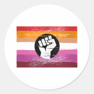 Lesbische bemalte Protestflagge Runder Aufkleber