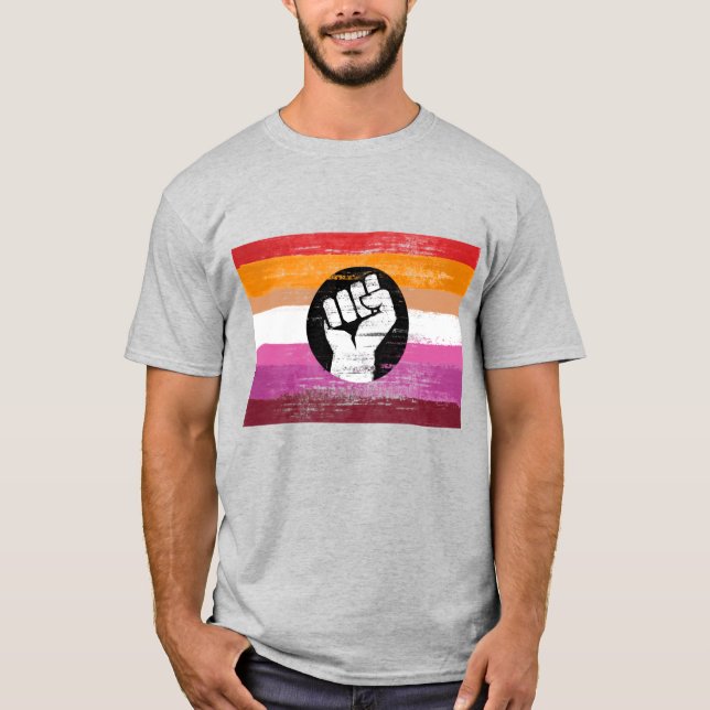 Lesbische bemalte Protestflagge T-Shirt (Vorderseite)