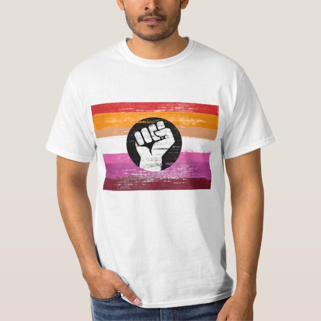 Lesbische bemalte Protestflagge T-Shirt (Vorderseite)