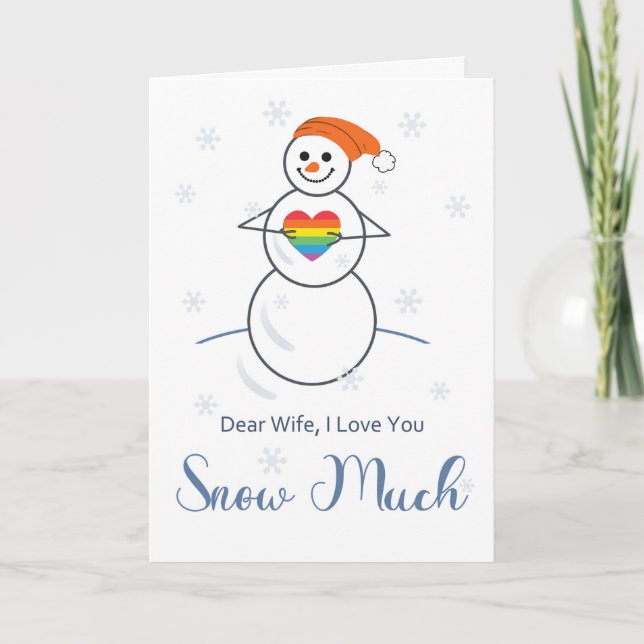 Lesbische Ehefrau Valentine Niedlich Snowman mit H Karte (Vorderseite)