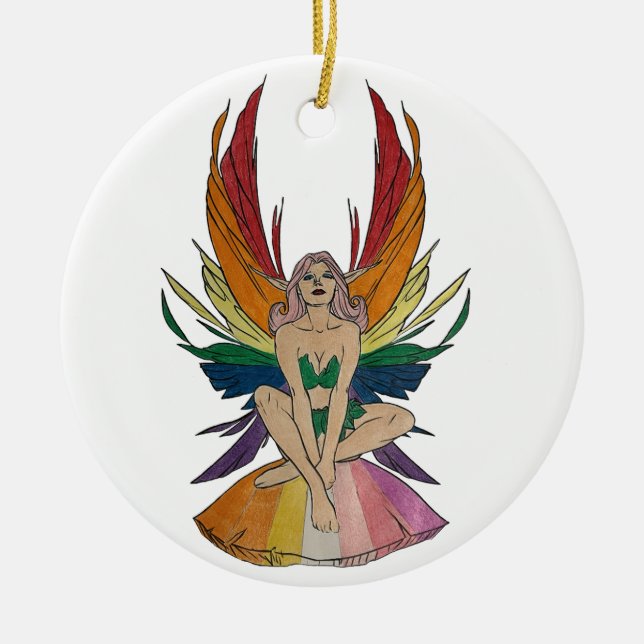 Lesbische Fee  Keramik Ornament (Vorne)