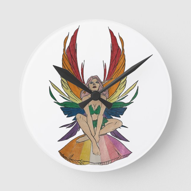 Lesbische Fee  Runde Wanduhr (Vorderseite)