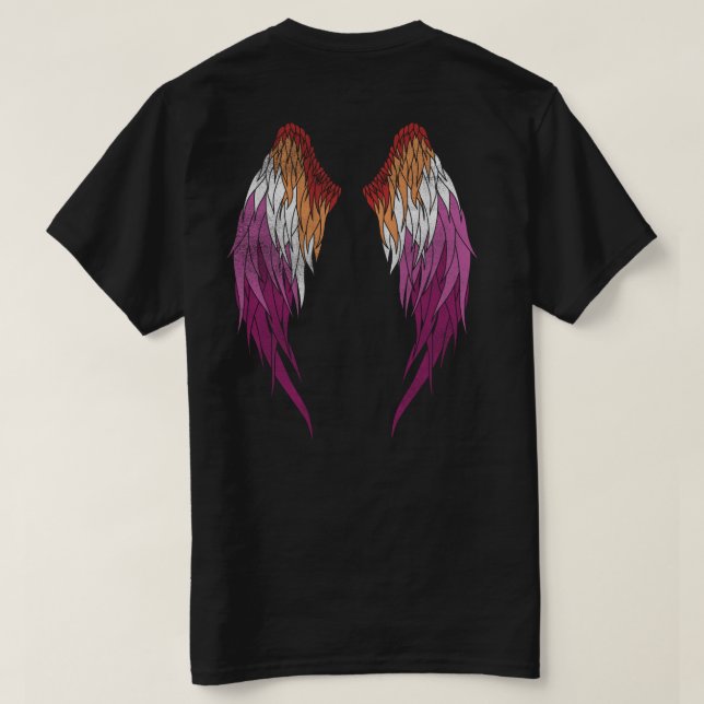 Lesbische Flagge - Angel Wings T-Shirt (Design Rückseite)