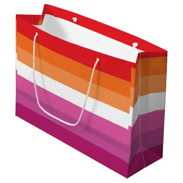 Lesbische Flagge Große Geschenktüte (Vorderseite Schrägansicht)