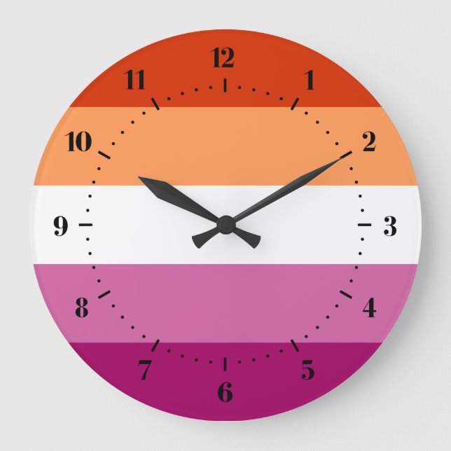 Lesbische Flagge Große Wanduhr (Vorderseite)