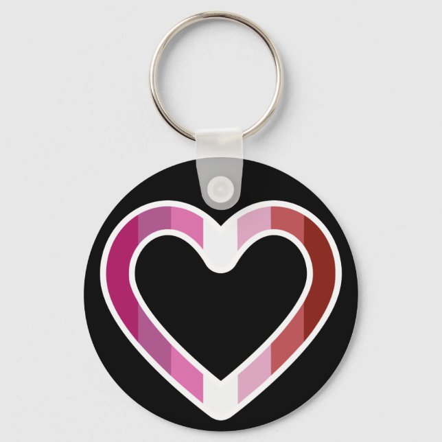 Lesbische Flagge LGBT-Stolperstreifen Herzform ros Schlüsselanhänger (Vorderseite)