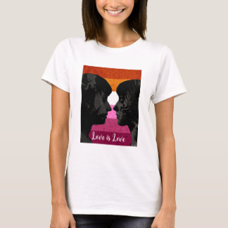 Lesbische Flagge mit zwei weiblichen Silhouetten T-Shirt
