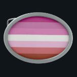 Lesbische Flagge Ovale Gürtelschnalle<br><div class="desc">Die lesbische Lippenstift-Fahne wurde mit der Entfernung des Kusses modifiziert.</div>
