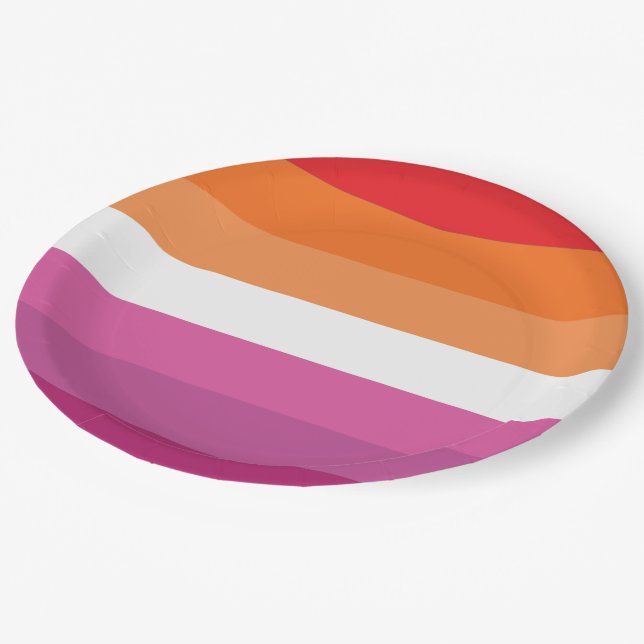 Lesbische Flagge Pappteller (Schrägansicht)