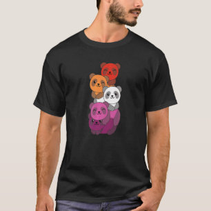 Lesbische Flagge Pile Pride Lgbtq Pandas Niedlich T-Shirt