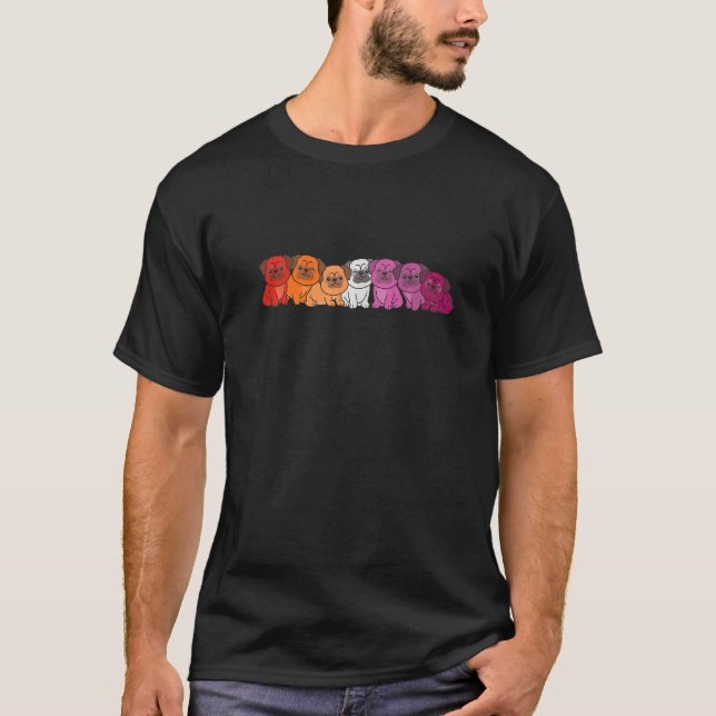 Lesbische Flagge Pride Lgbtq Hunde Lesbischer Mops T-Shirt (Vorderseite)