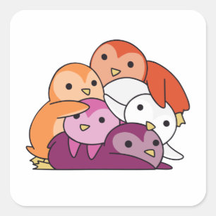 Lesbische Flagge Pride Lgbtq Niedlich Pinguin Quadratischer Aufkleber