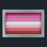 Lesbische Flagge Rosa, Weiß, Rote Streifen Rechteckige Gürtelschnalle<br><div class="desc">Anpassen von Größe,  Rotation und Anordnung der Streifen</div>