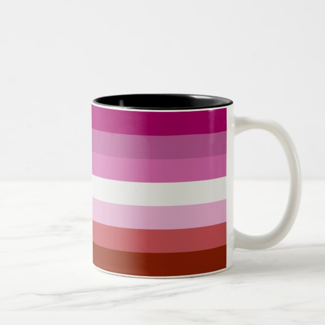 Lesbische Flagge Zweifarbige Tasse (Rechts)