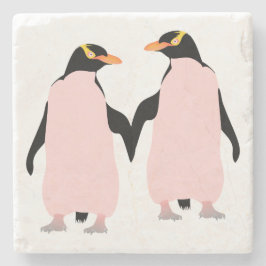 Lesbische Gay Pride Pinguine Holding Hands Steinuntersetzer