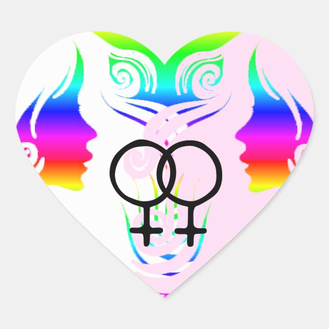 Lesbische Liebe Pride Rainbow Women Heart Stickers (Vorderseite)