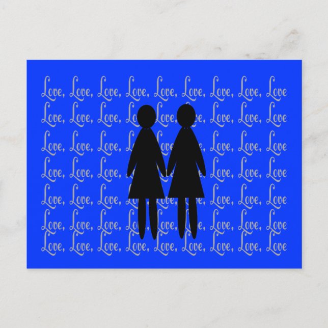 lesbische "LIEBE"-Silhouetten Postkarte (Vorderseite)