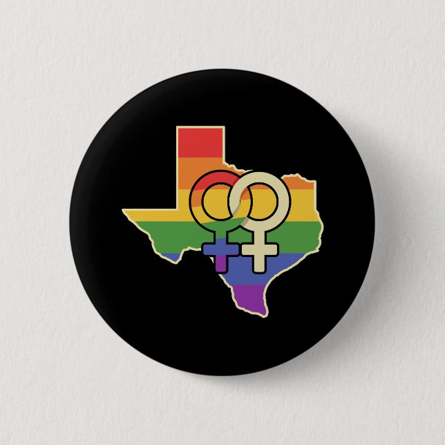 Lesbische Liebe Texas Design für stolze LGBT+ Texa Button (Vorderseite)