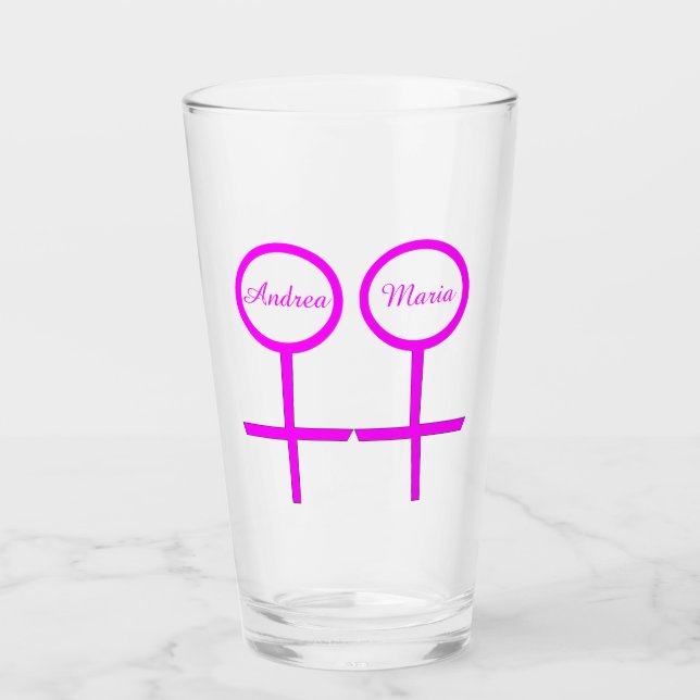 Lesbische Liebhaber Personalisiert Glas (Vorderseite)